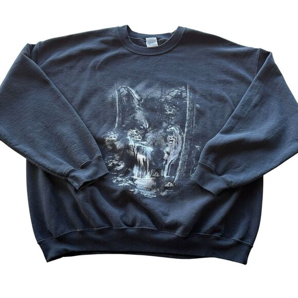Vintage Lost Creek Sweatshirt Adult 2XL Black Animal Deer Buck Crewneck Hunting - Picture 1 of 11